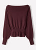 Ladies Knit Sweater Cinched Waist Boat Neck Cotton Blend