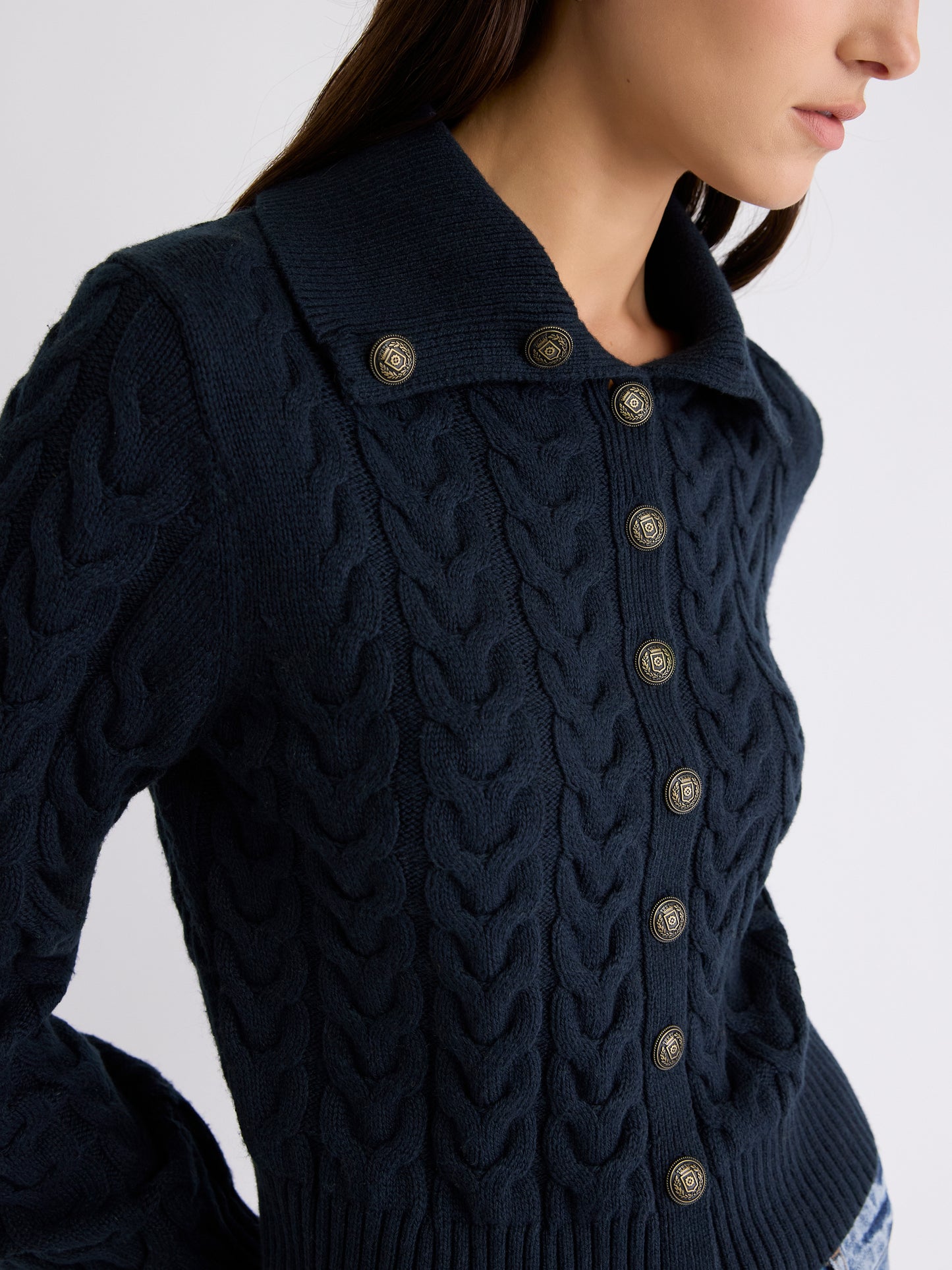 Long-Sleeve Collared Cardigan