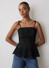 Woven Cotton Peplum Top
