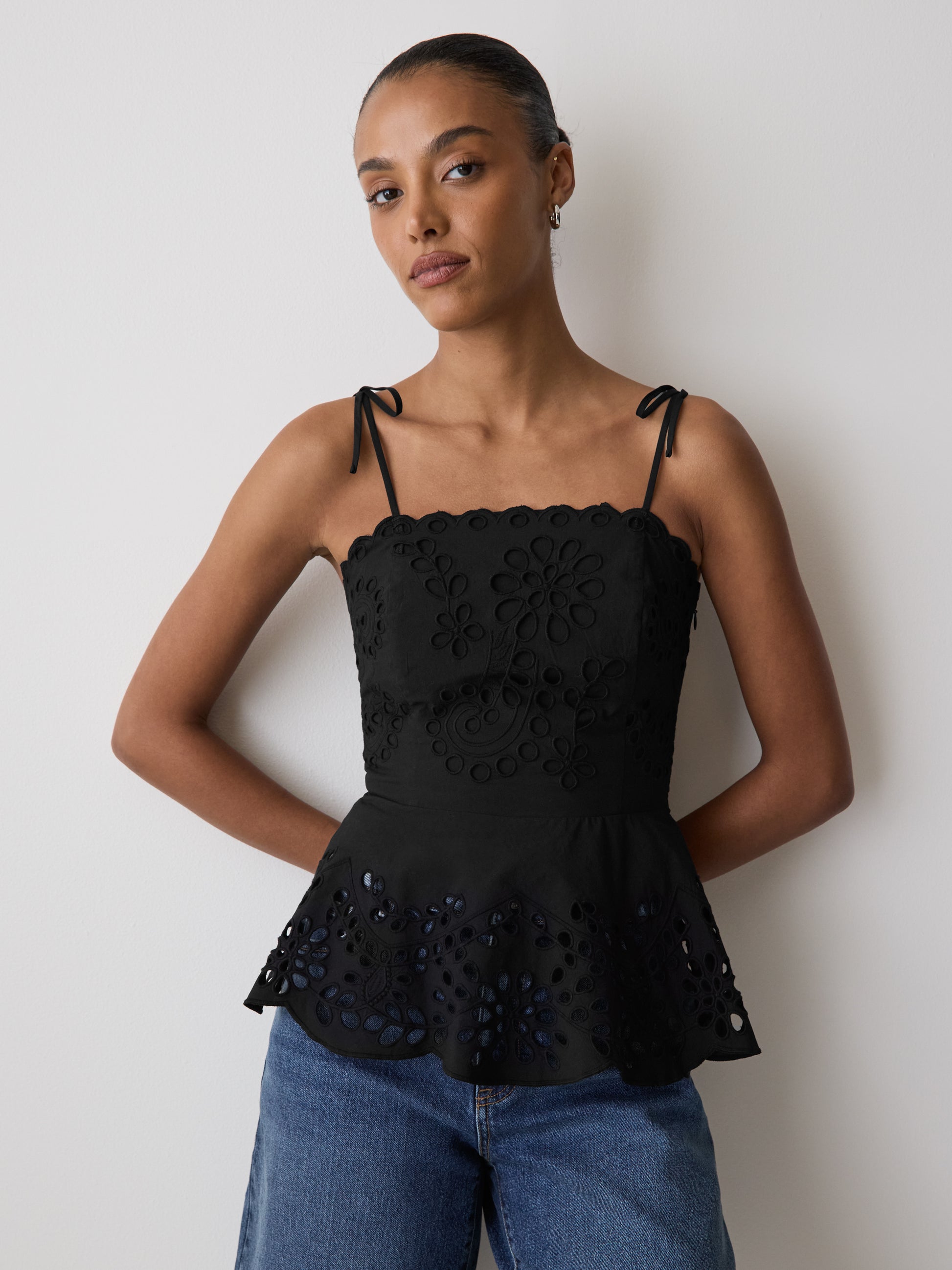 Woven Cotton Peplum Top