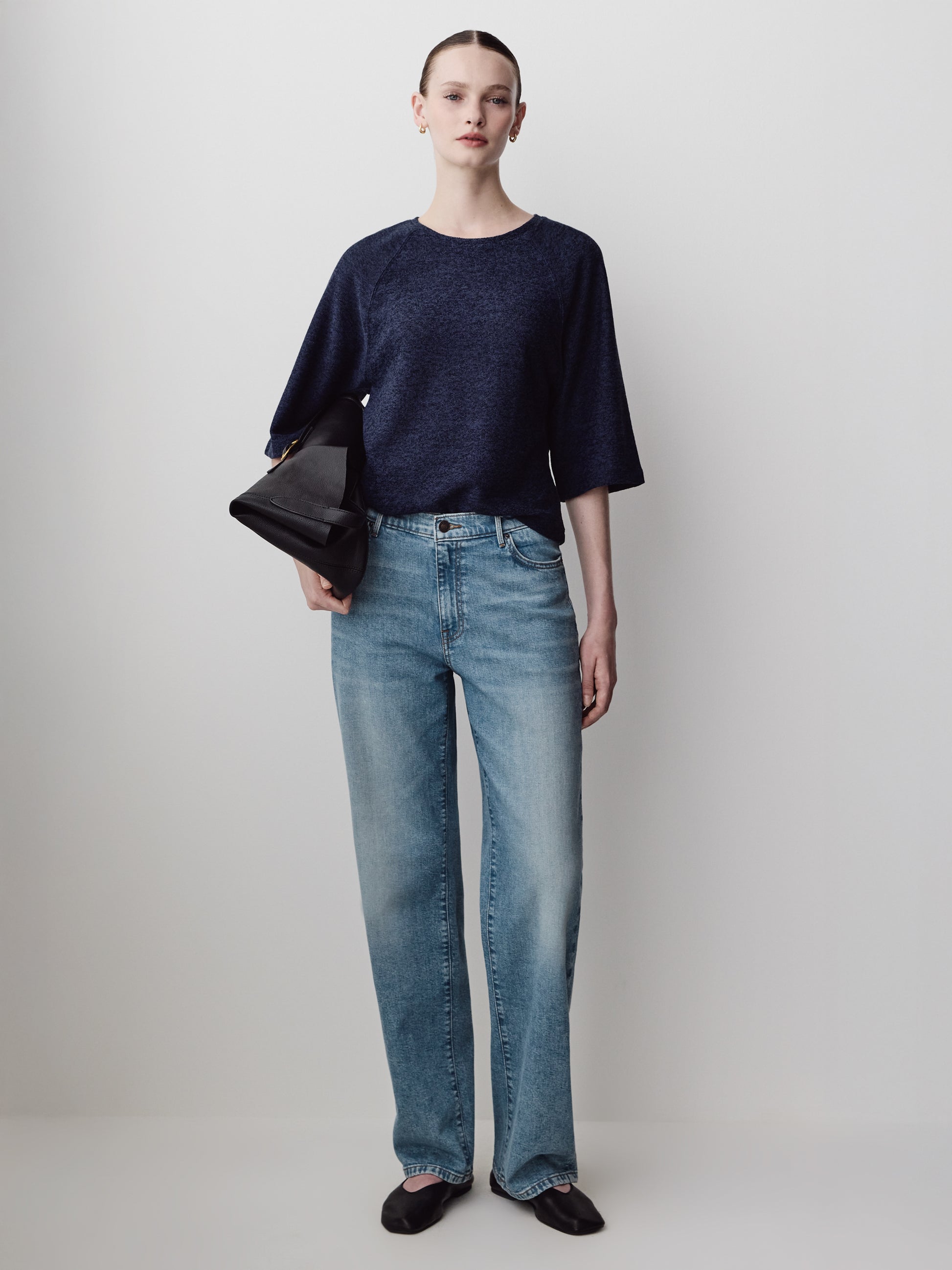 Long-Raglan-Sleeve Crew-Neck Top
