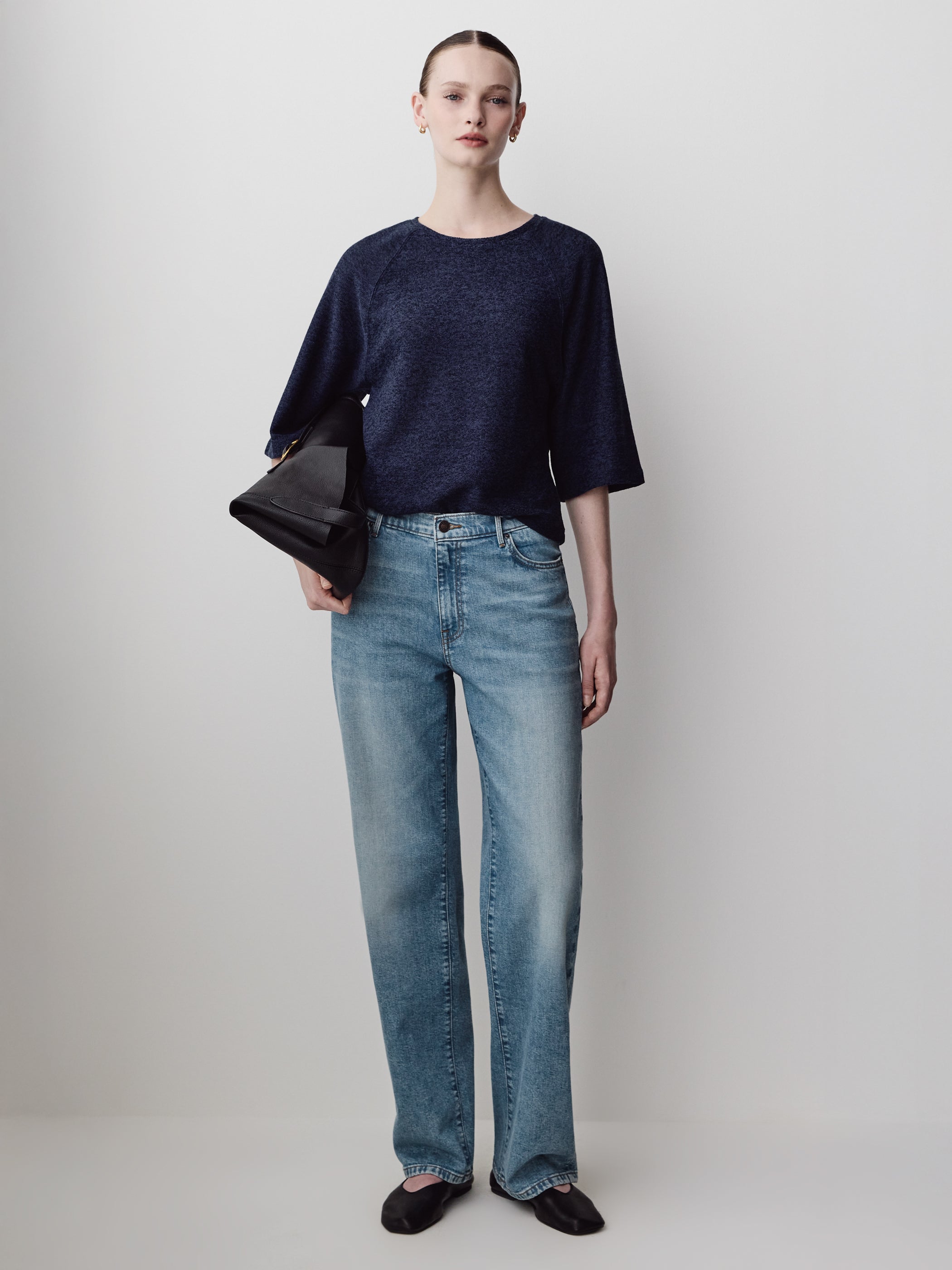 Long-Raglan-Sleeve Crew-Neck Top