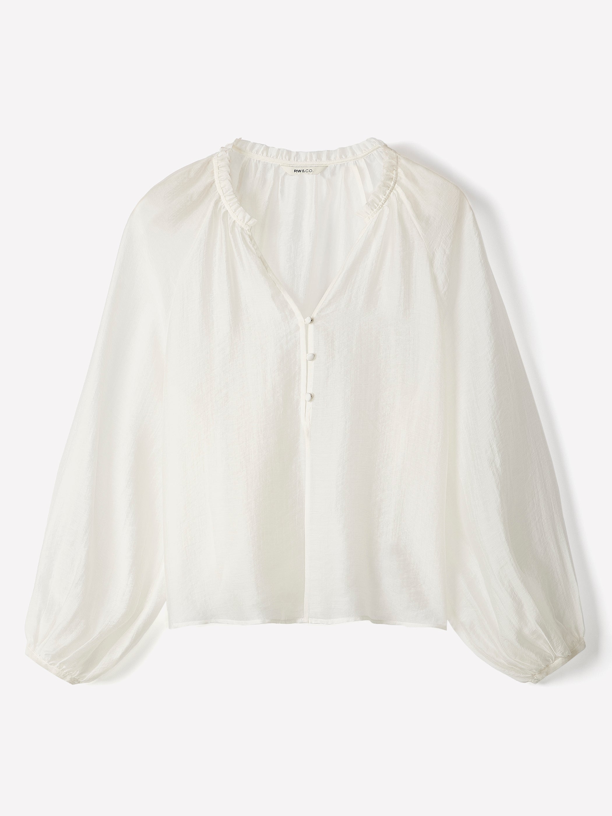 Women's Long-Sleeve Voile Popover Blouse Puffy Sleeve – RW&CO