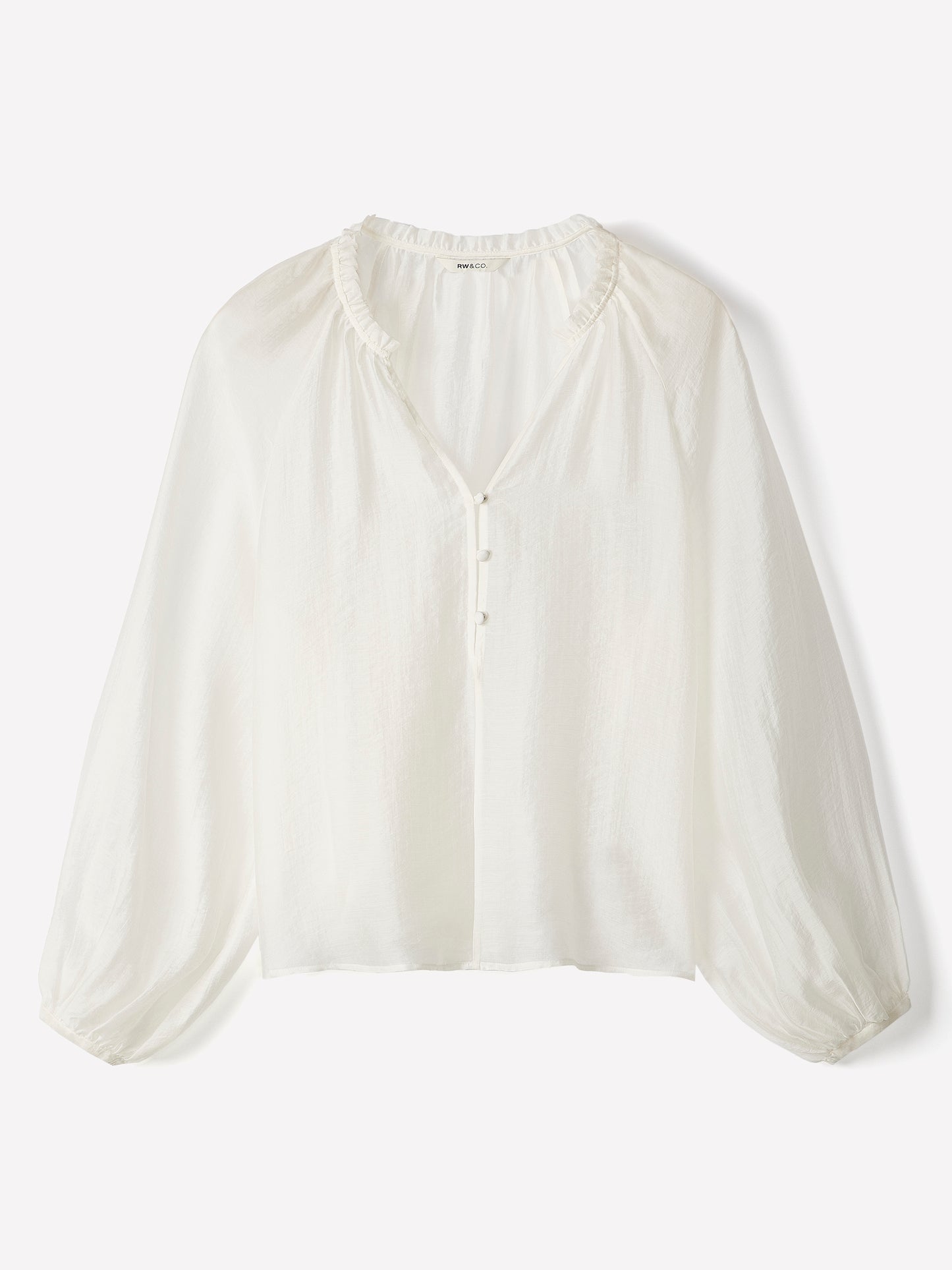 Woven Lyocell Voile Puff Sleeve Blouse