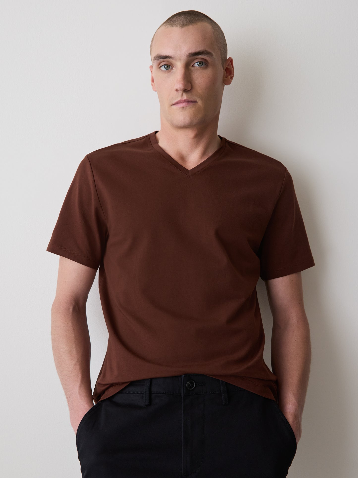 Men's V-Neck Knit T-Shirt Supima Cotton