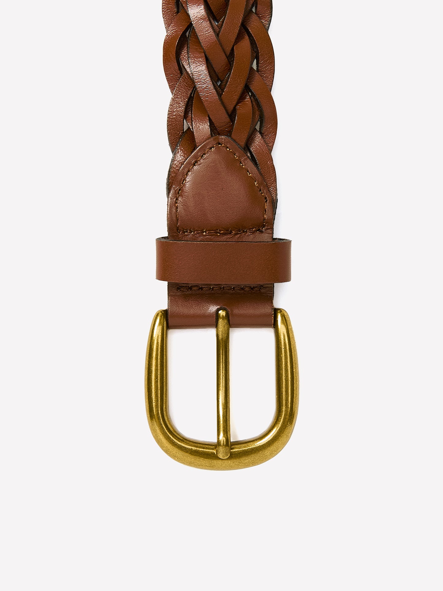 Braided Leather Belt with Metal Buckle