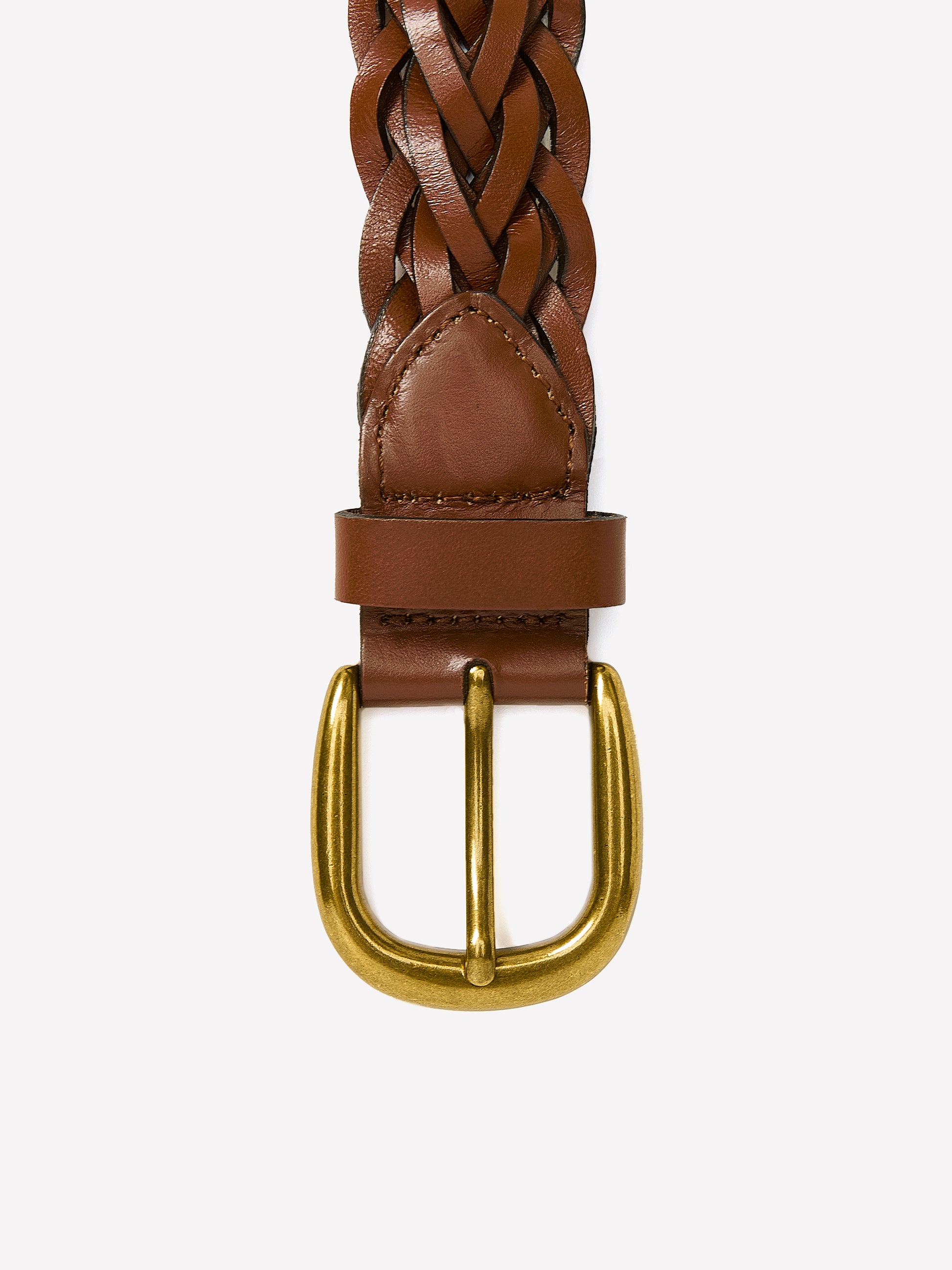 Braided Leather Belt with Metal Buckle