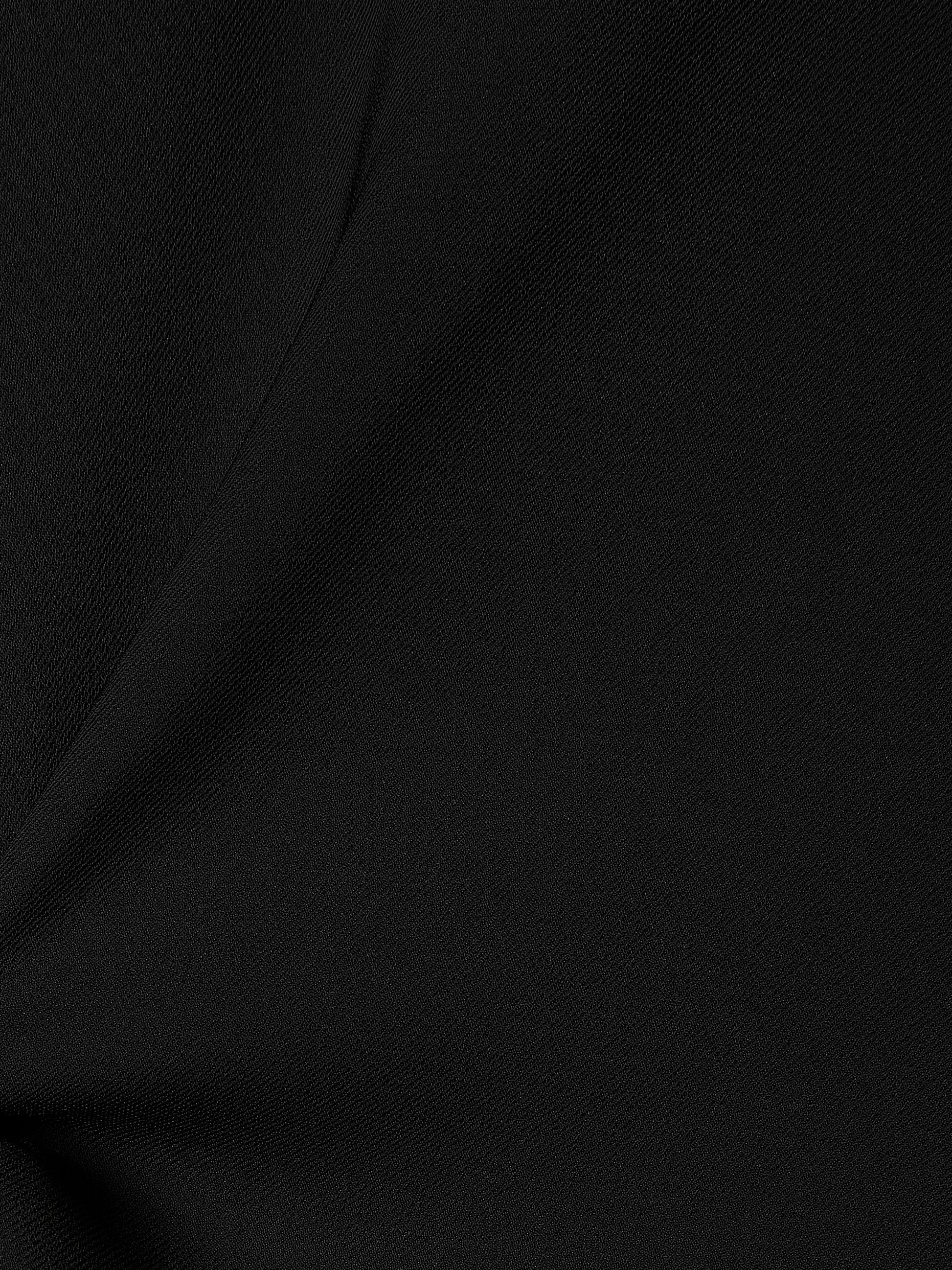 Extended-Sleeve V-Neck Twill Midi Dress