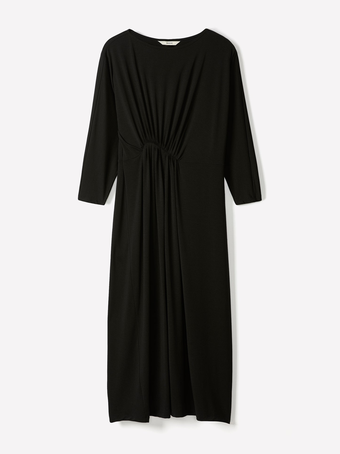 Knit Midi Dress 3/4 Sleeve Cowl Neck