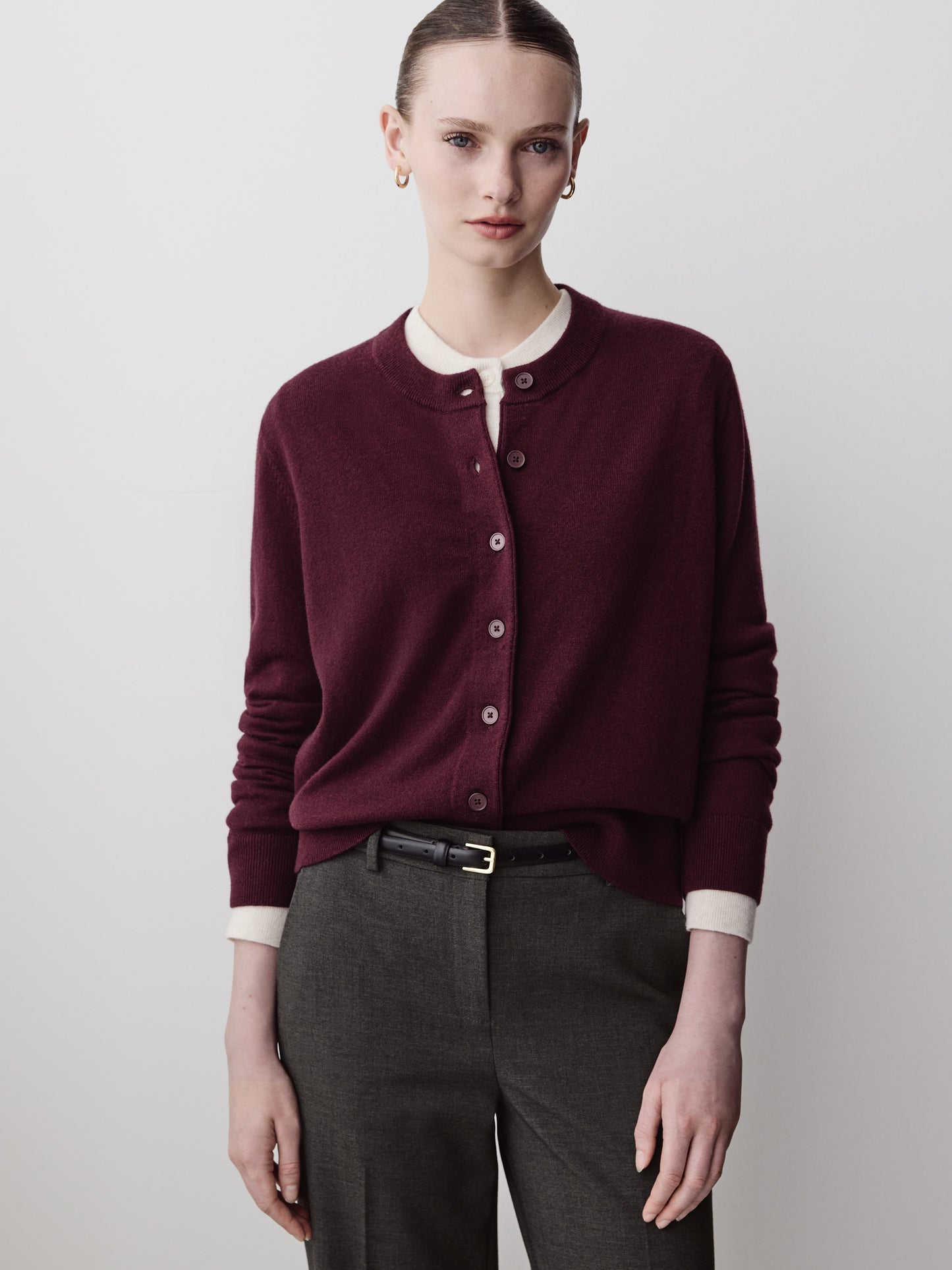 Knit Sweater Cardigan Women 100% Merino Wool Classic Fit