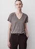 Knit Pullover V-Neck Tee Silk Blend
