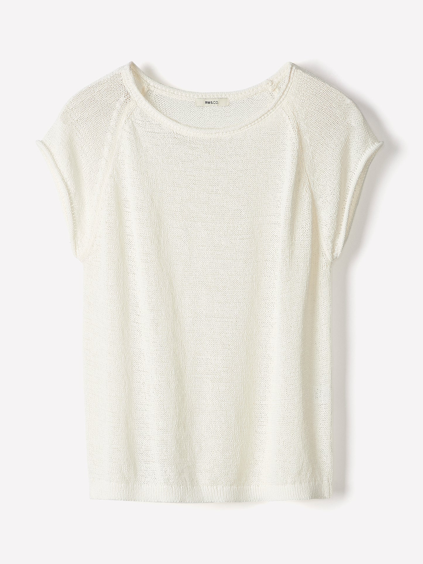 Cap-Sleeve Tape-Yarn Sweater