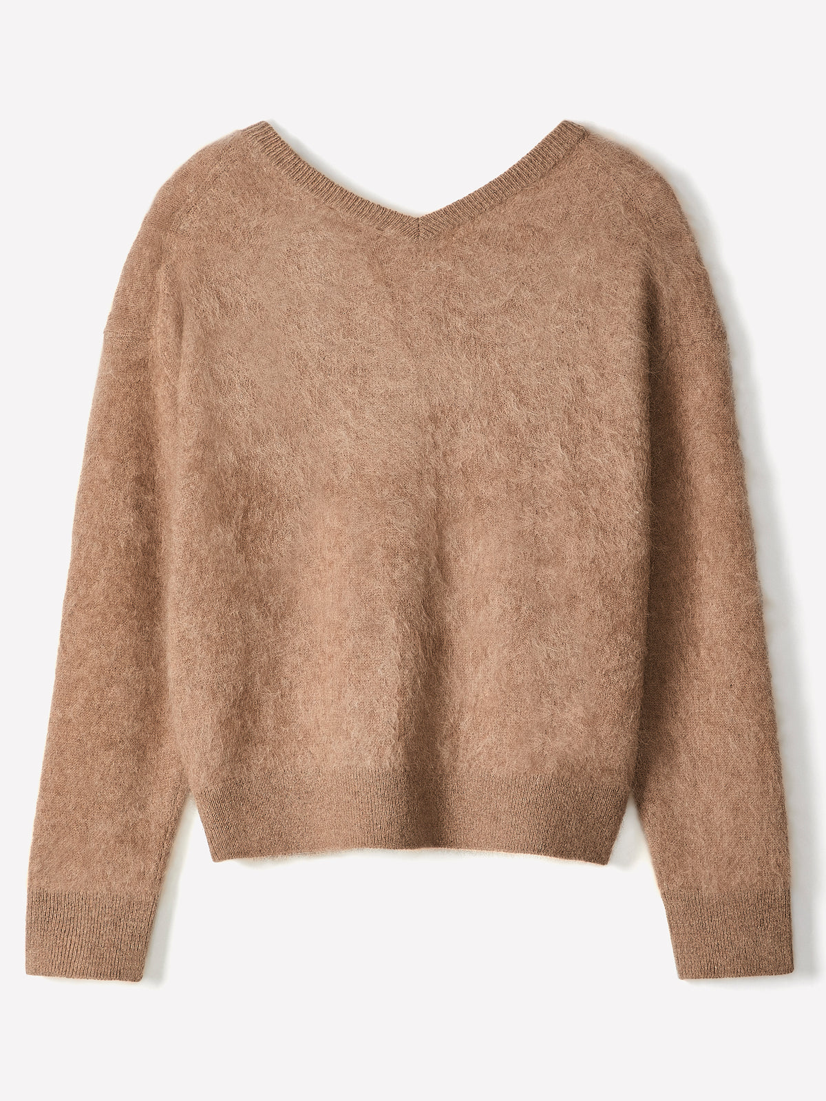Long-Sleeve V-Neck Hairy Merino Sweater