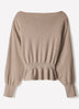 Ladies Knit Sweater Cinched Waist Boat Neck Cotton Blend