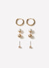 Ladies Metal Earrings Set of 3 Basic Stud and Hoop Styles