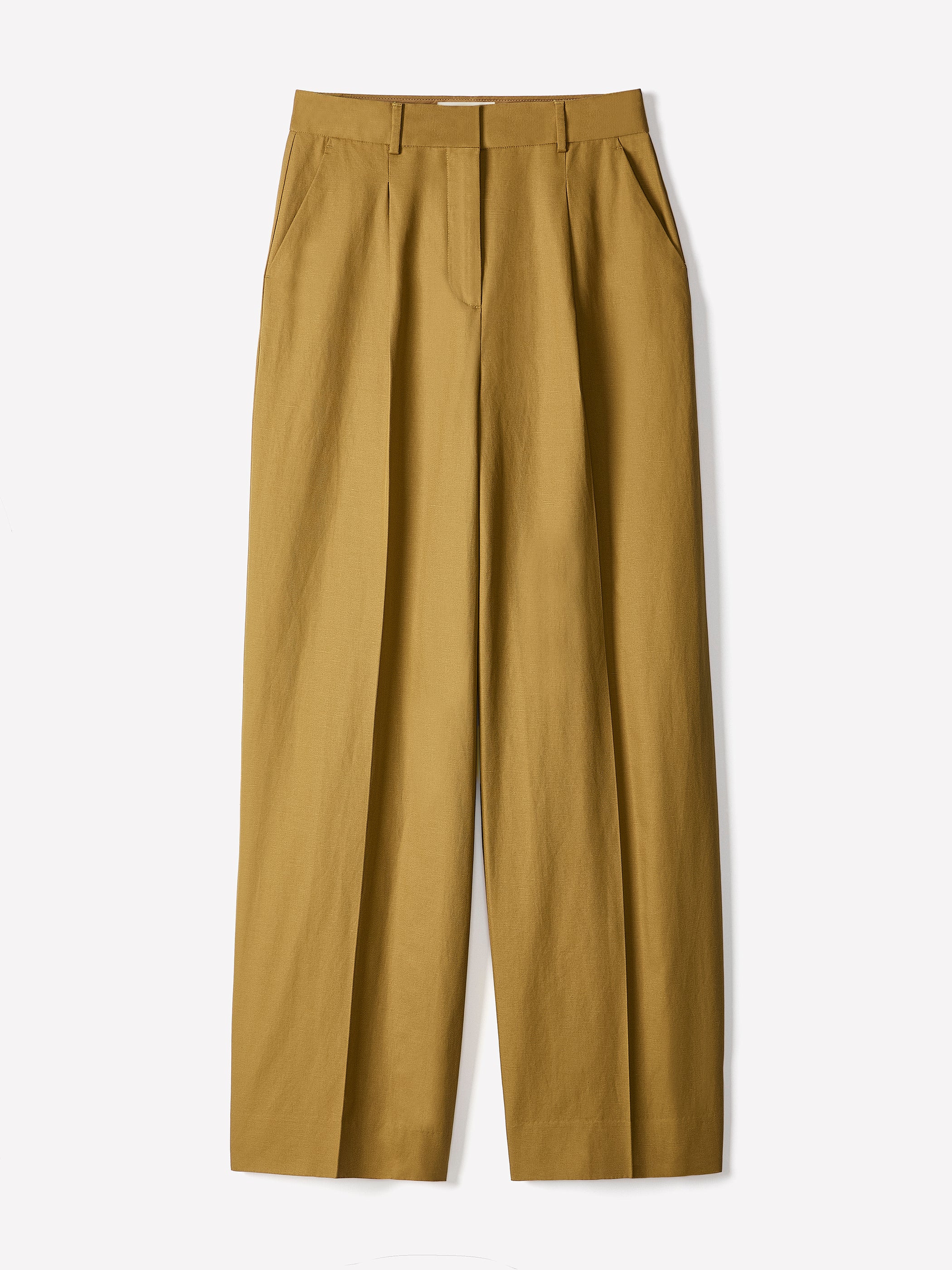 Wide-Leg High-Rise Linen-Blend Pant