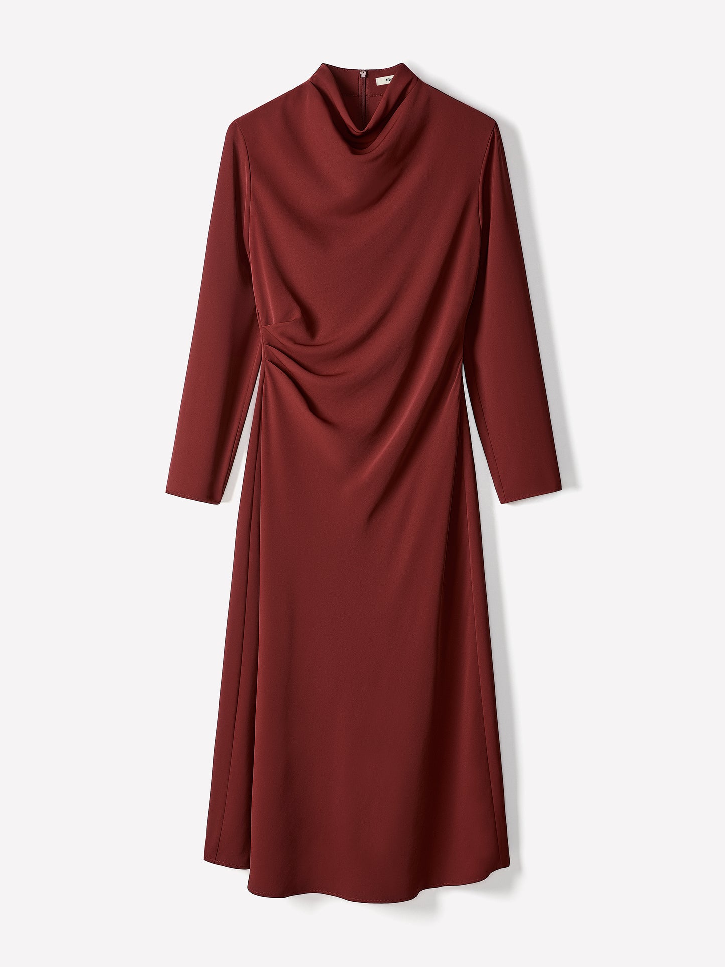 Woven Luxe Crepe Mock Neck Midi Dress