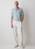 Striped Short-Sleeve Polo Sweater