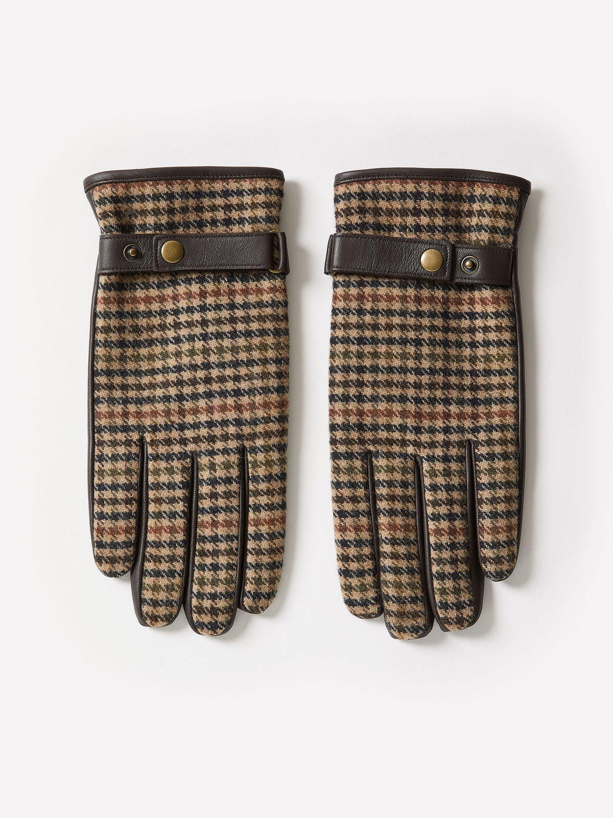 Men's Leather Gloves Sheepskin Houndstooth Panel