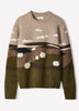 Long Sleeve Landscape Intarsia Crew Neck Sweater