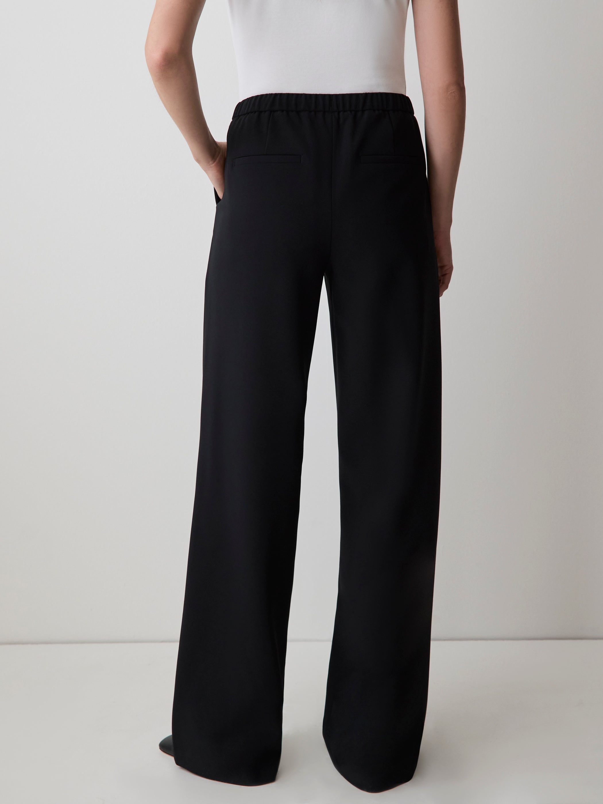 Pull-On Mid-Rise Wide-Leg Pant
