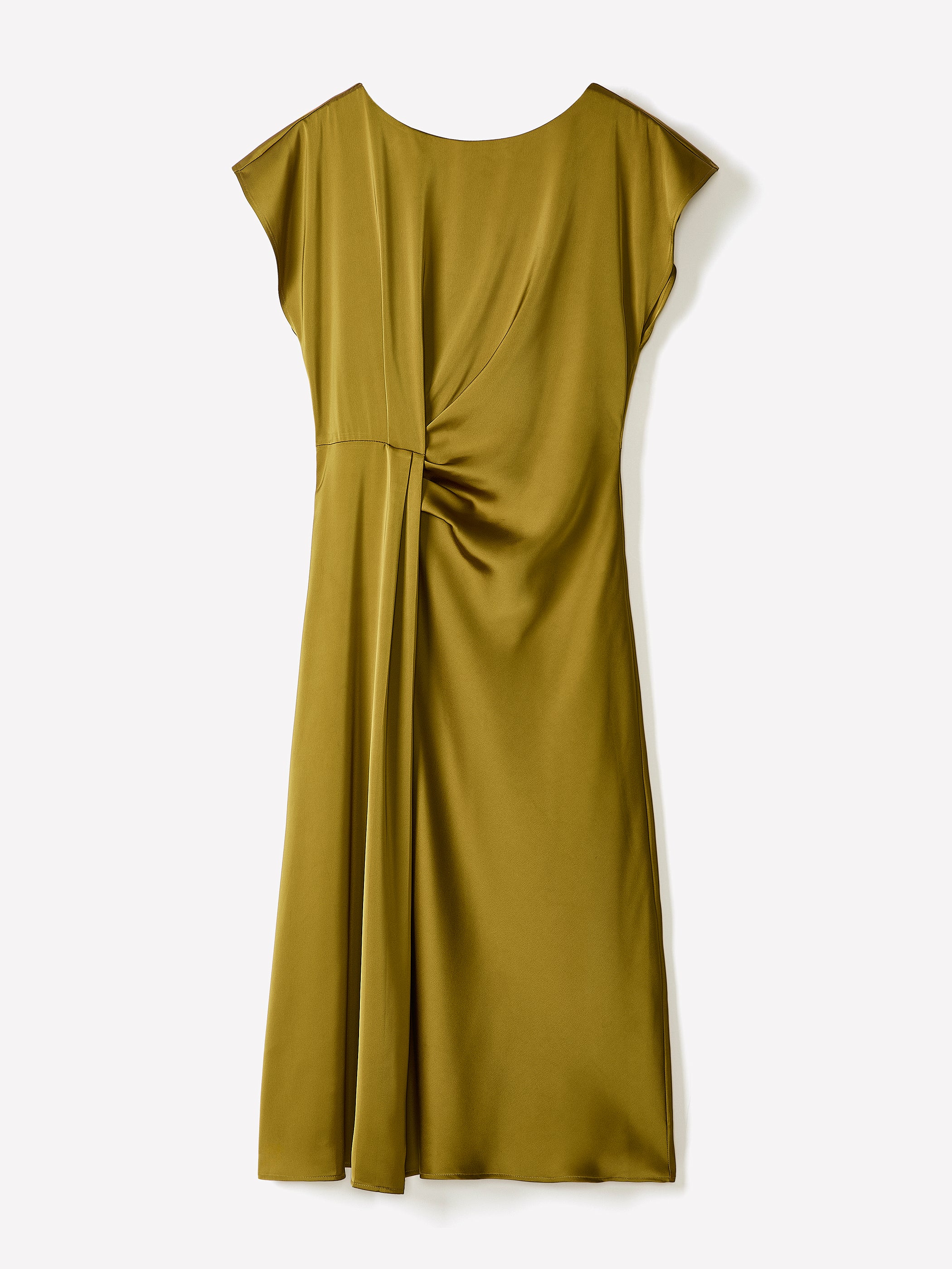 Robe Cocktail Midi à Manches Courtes et Détail Drapé