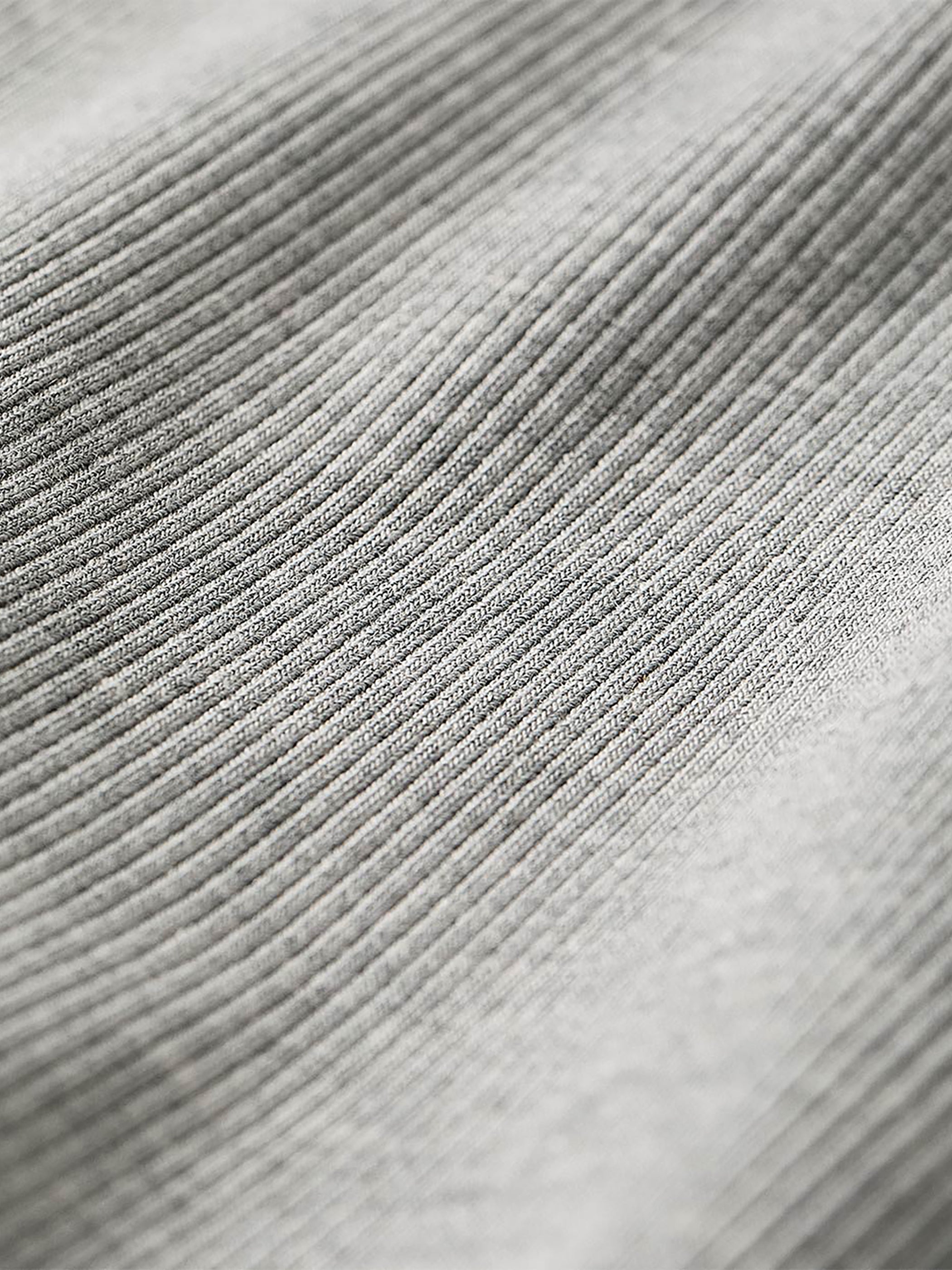 T-Shirt Côtelé Ajusté à Manches Longues et Col Rond