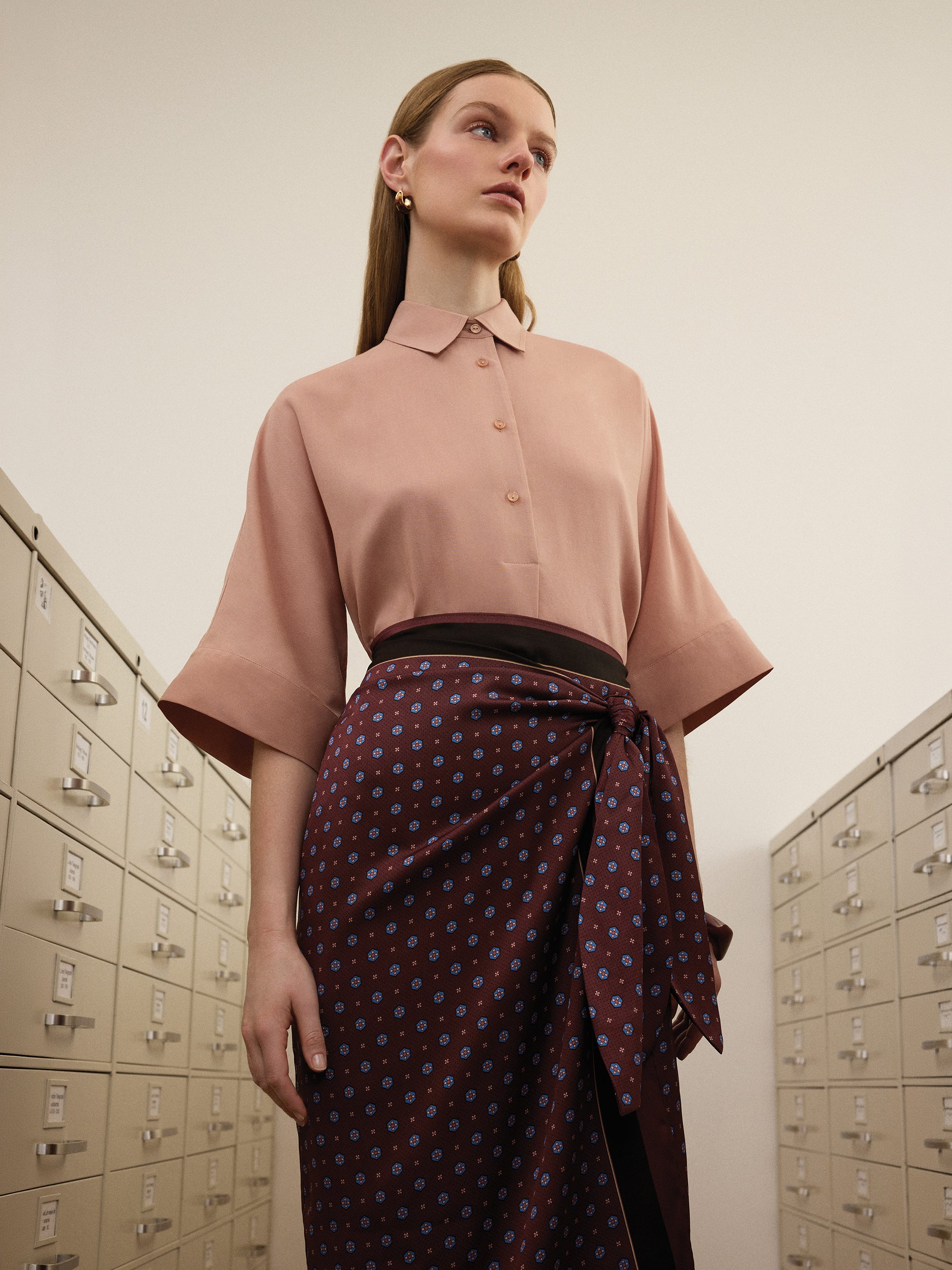 Short-Sleeve Blouse with Shirt Collar