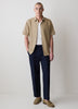 Mens Woven Linen Blend Shirt Regular Fit Short Sleeve