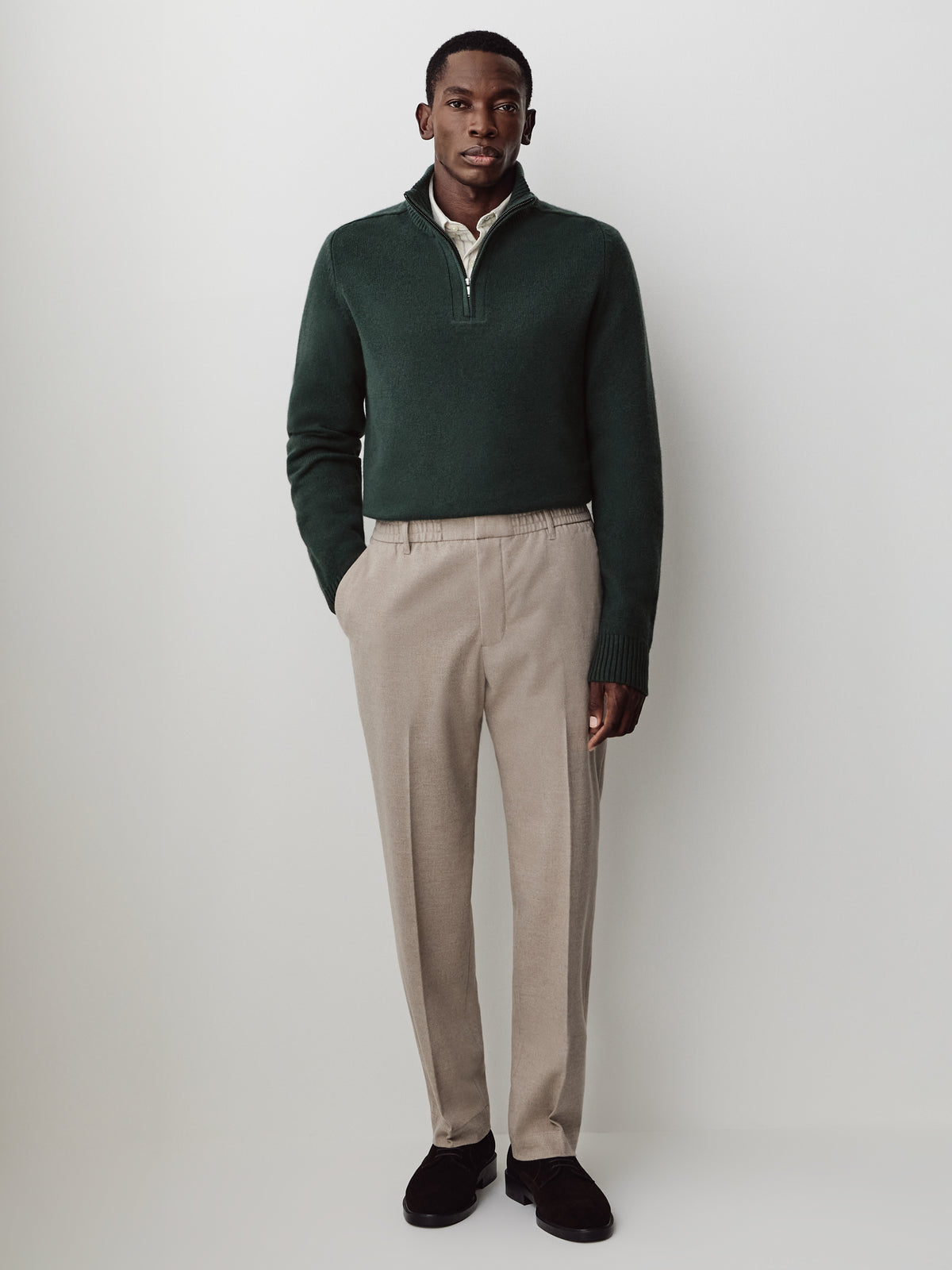 Tailored-Fit Brushed-Knit Pant