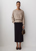 Ladies Knit Sweater Cinched Waist Boat Neck Cotton Blend