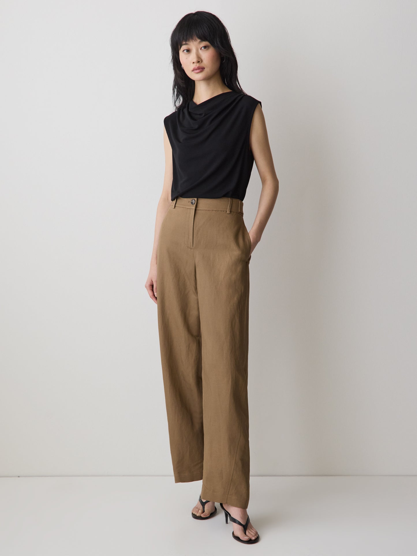 Sleeveless Top with Cowl Neckline