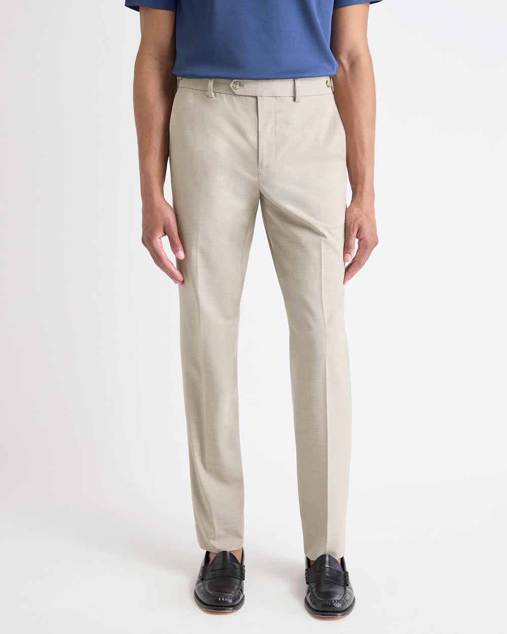 Beige Slim-Fit Wool-Blend Essential Pant