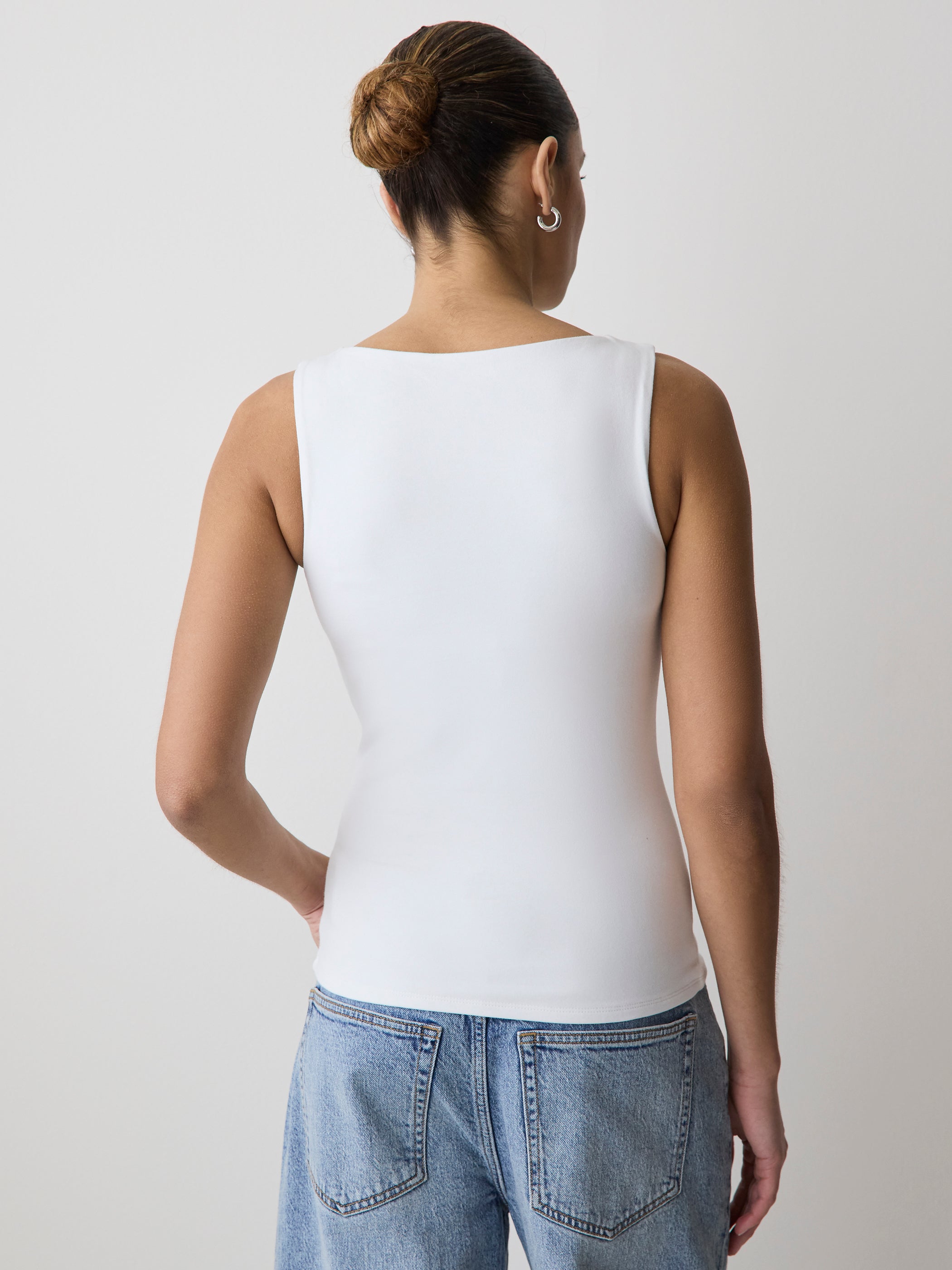 トップス draw drawers Cotton Boat Neck Tanktop Women's Organic Cotton Fitted Boat-Neck Sleeveless Cami – RW&CO