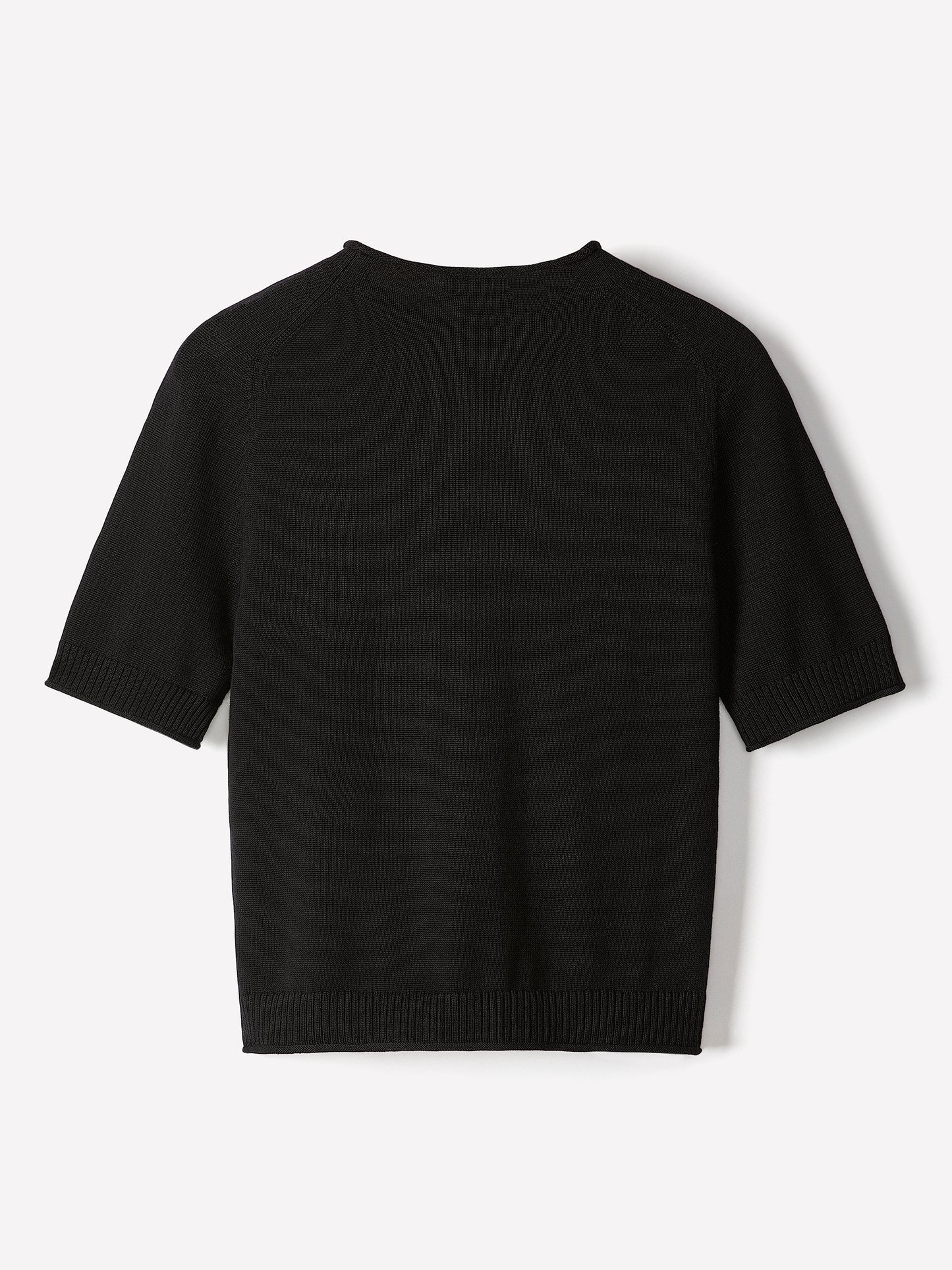 Knit Cotton Blend Funnel Neck Sweater