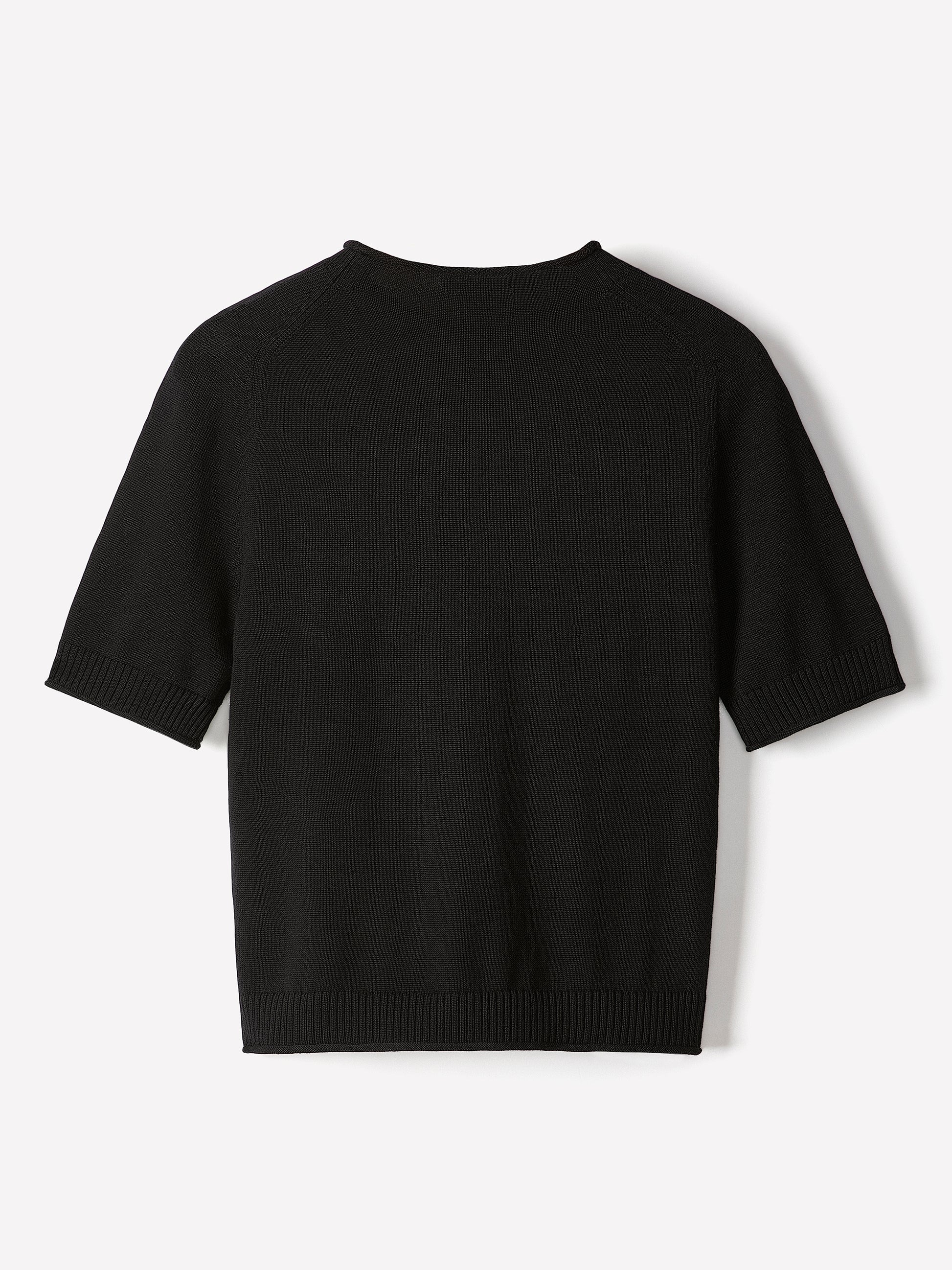 Knit Cotton Blend Funnel Neck Sweater