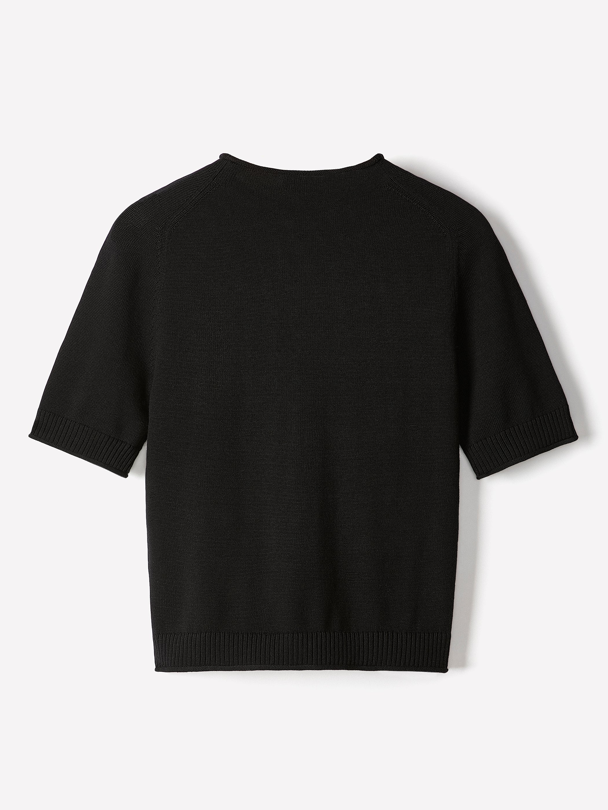 Knit Cotton Blend Funnel Neck Sweater