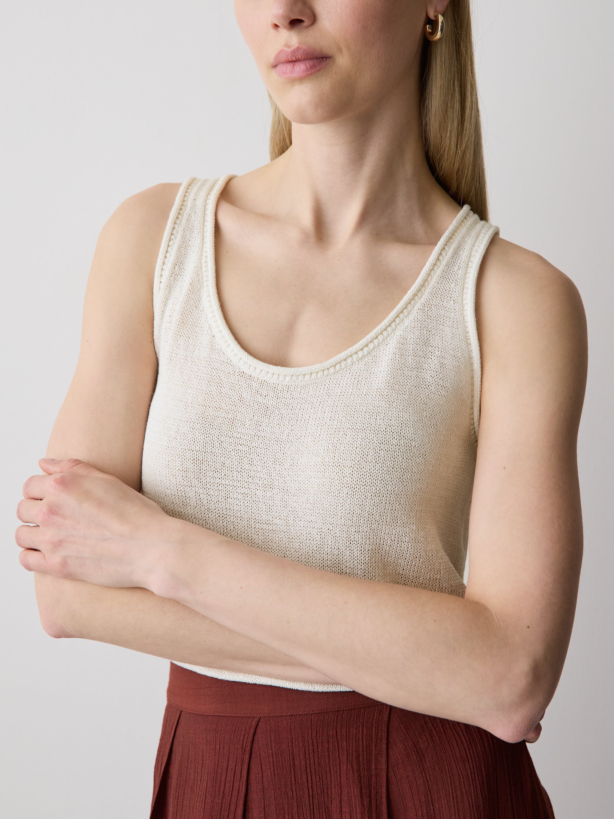 Knit Tank Top Cotton Blend Women