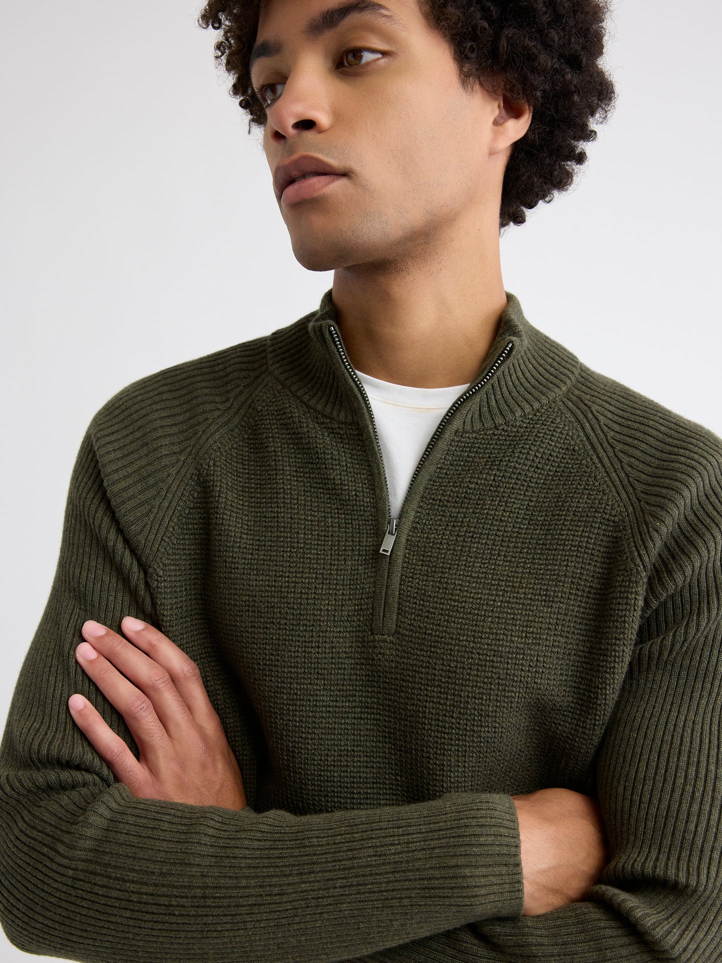 Pull à Col Montant Zippé et Manches Longues