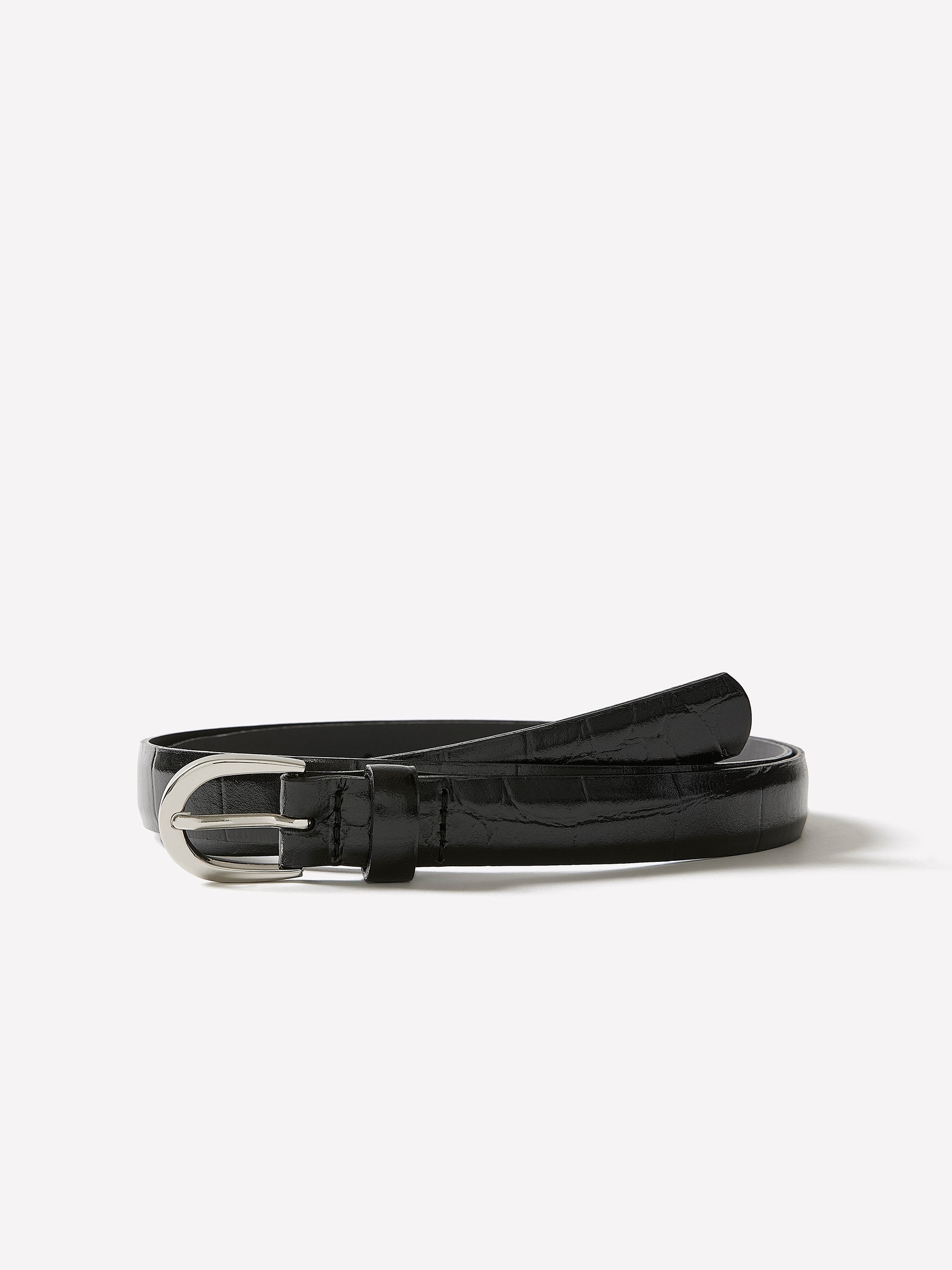 Leather Belt with Croco Texture
