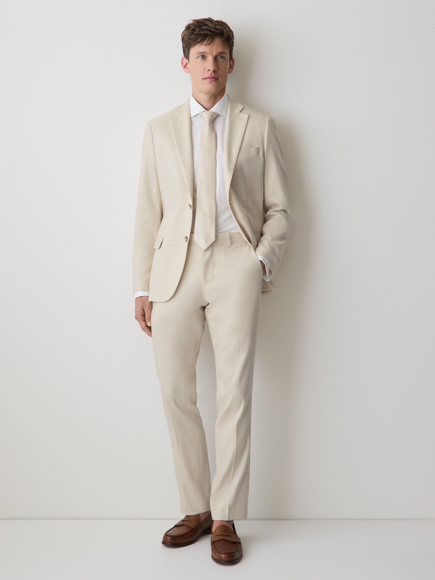 Slim Fit Stretch Linen Suit Pant