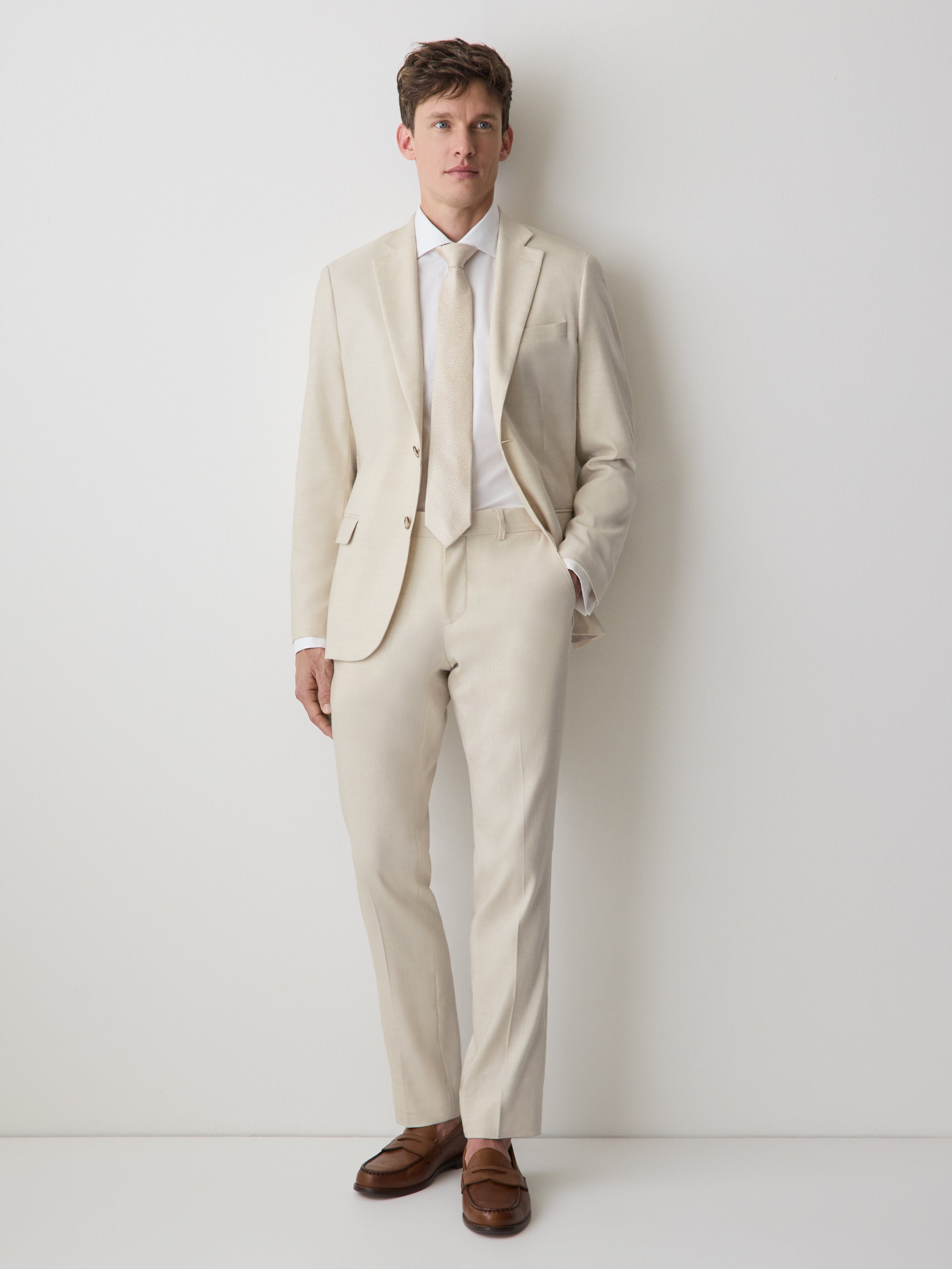 Slim Fit Stretch Linen Suit Pant