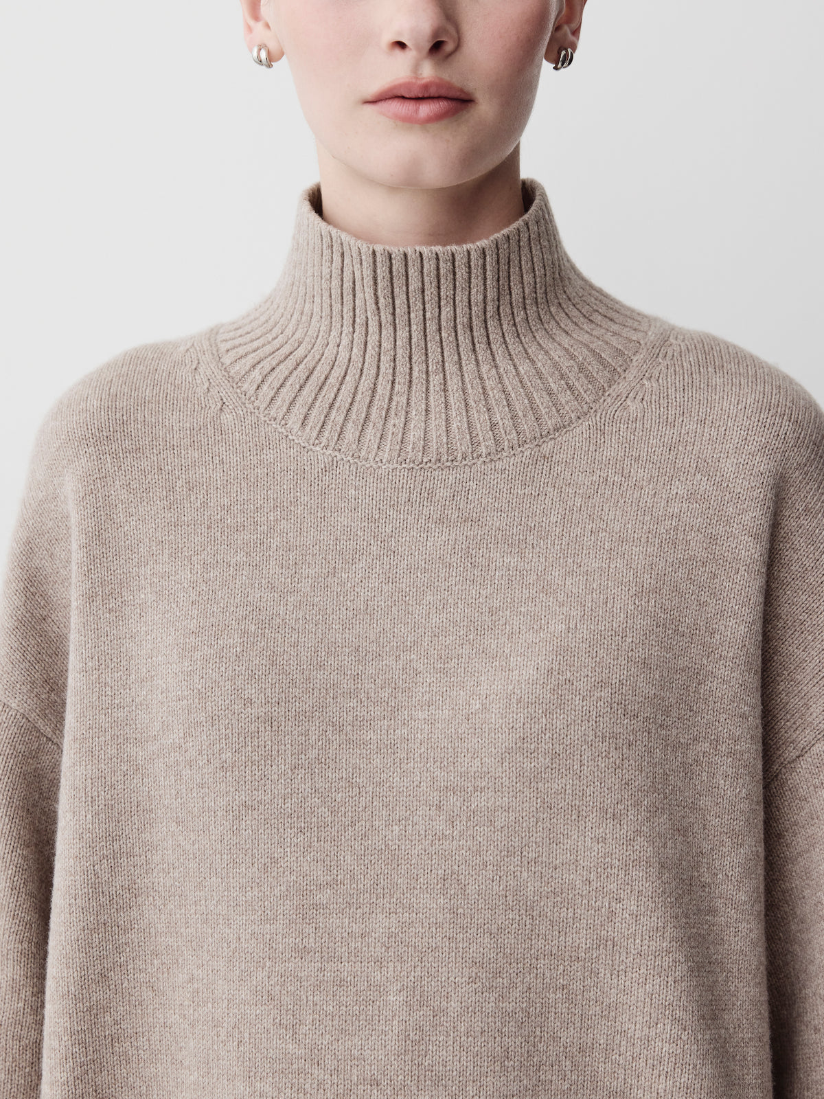 Long-Sleeve Mock-Neck Merino-Blend Sweater