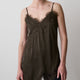 Sleeveless V-Neck Satin Blouse with Lace Trims