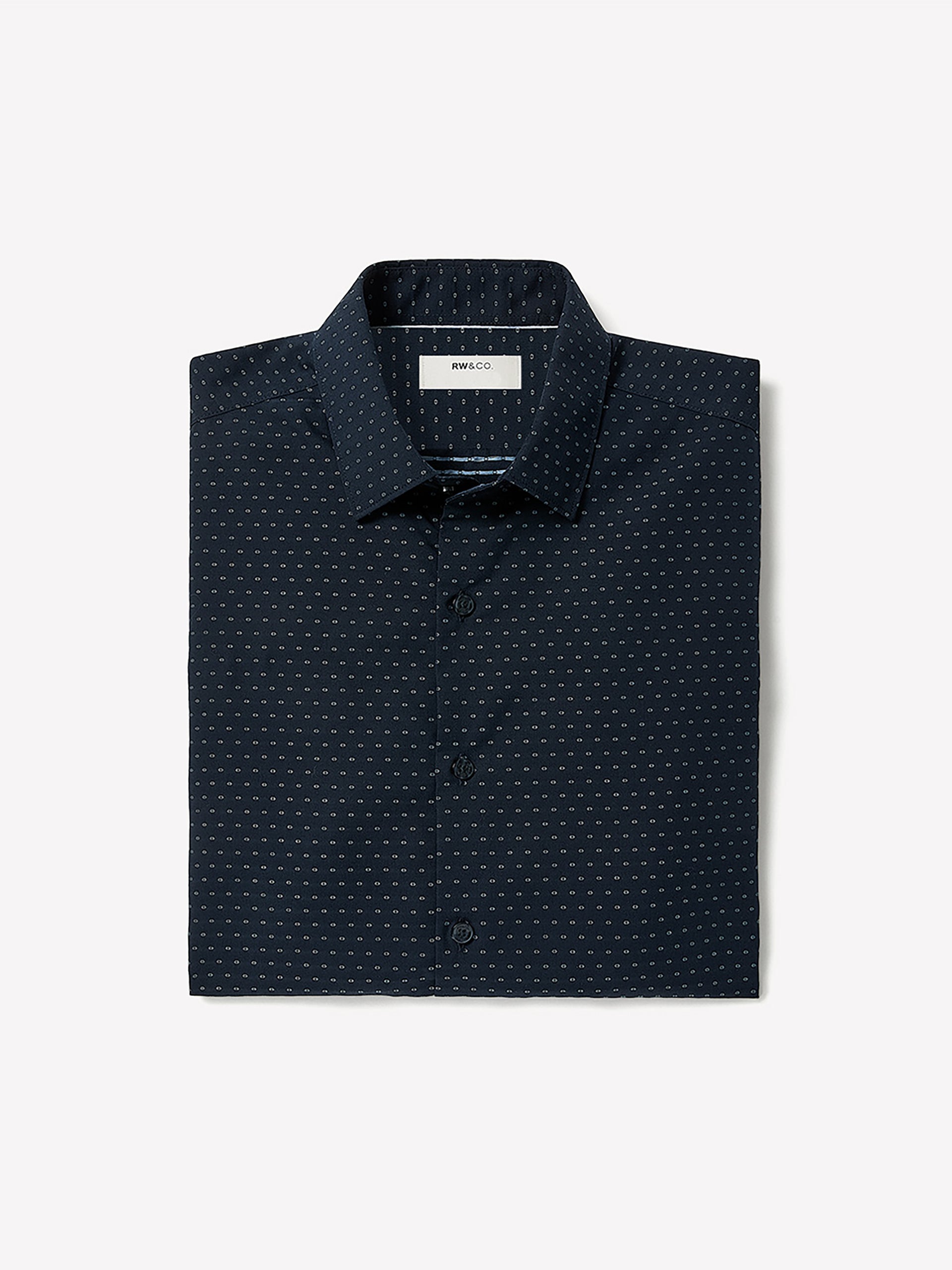 Navy Slim-Fit Dress Shirt with Geo Pattern | RW&CO. Navy Slim-Fit Dress Shirt with Geo Pattern | RW&CO.