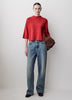 Mock-Neck Sweater with Bell Elbow Sleeves