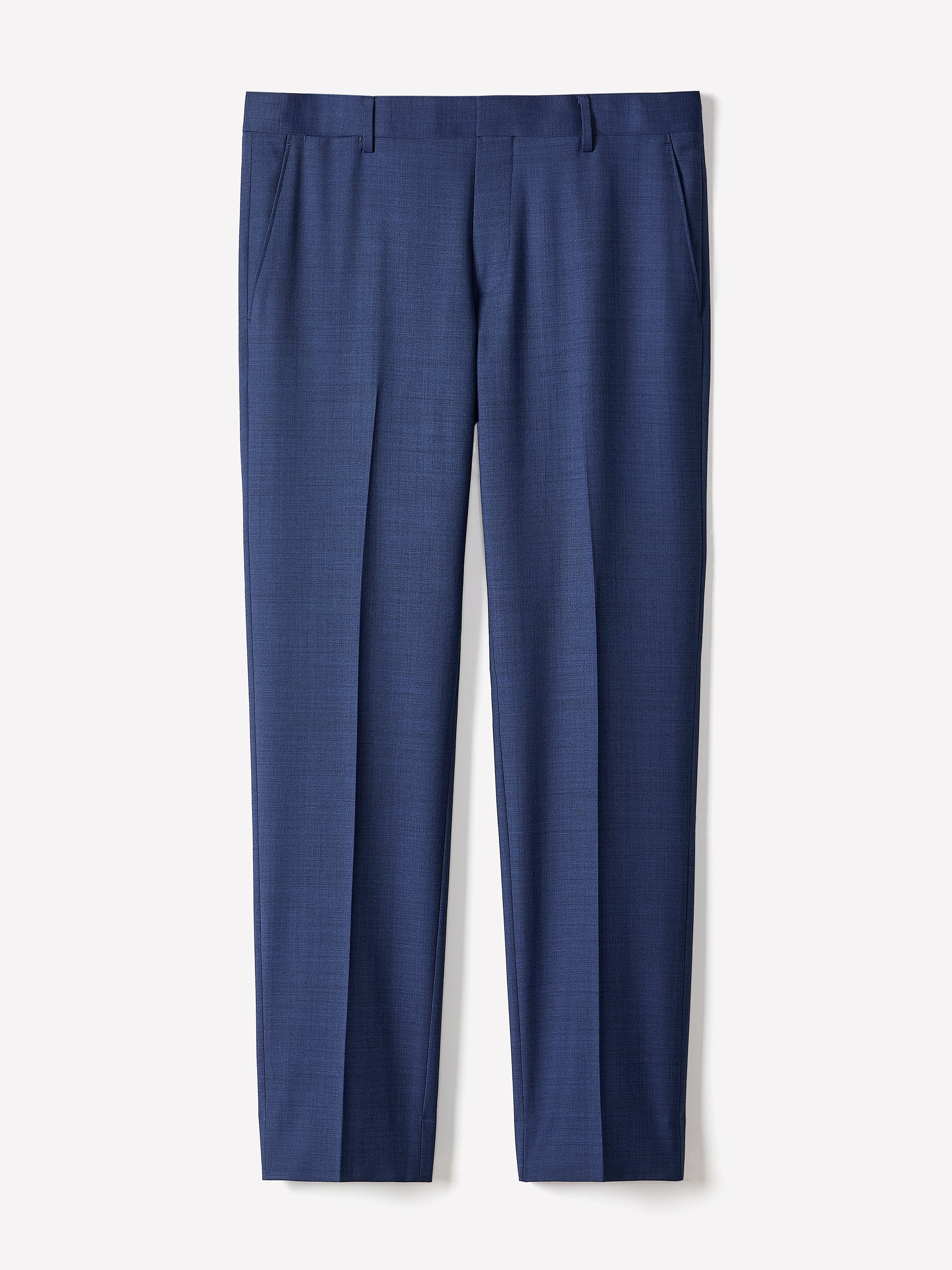 Pantalon de Complet Bleu en Laine à Coupe Ajustée