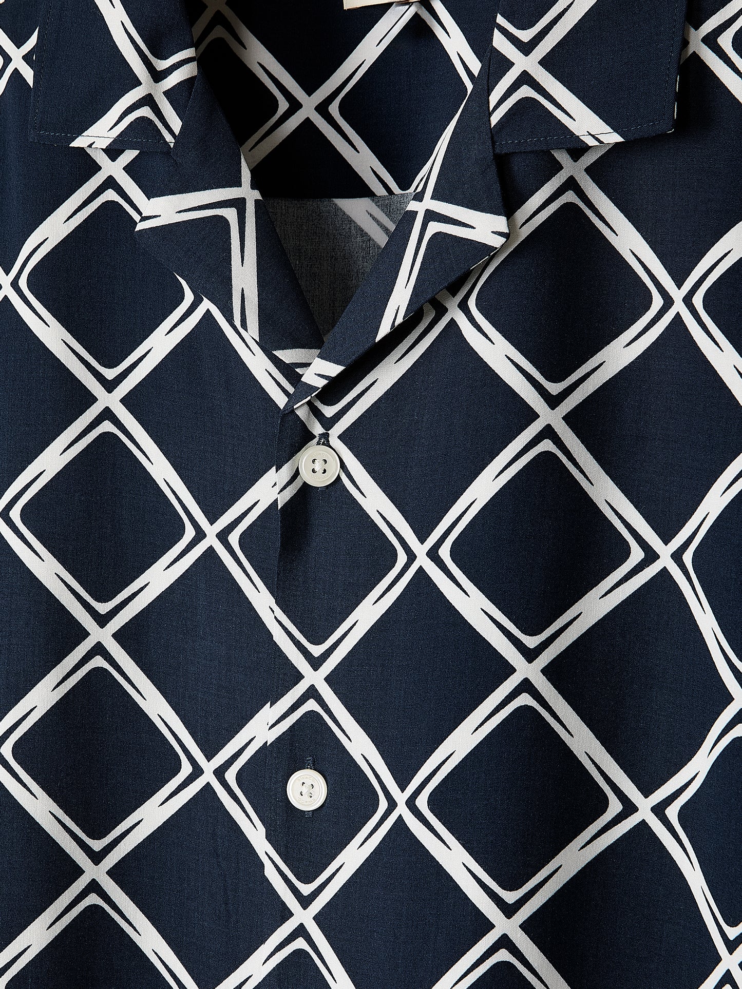 Short-Sleeve Camp-Collar Shirt with Geo Print