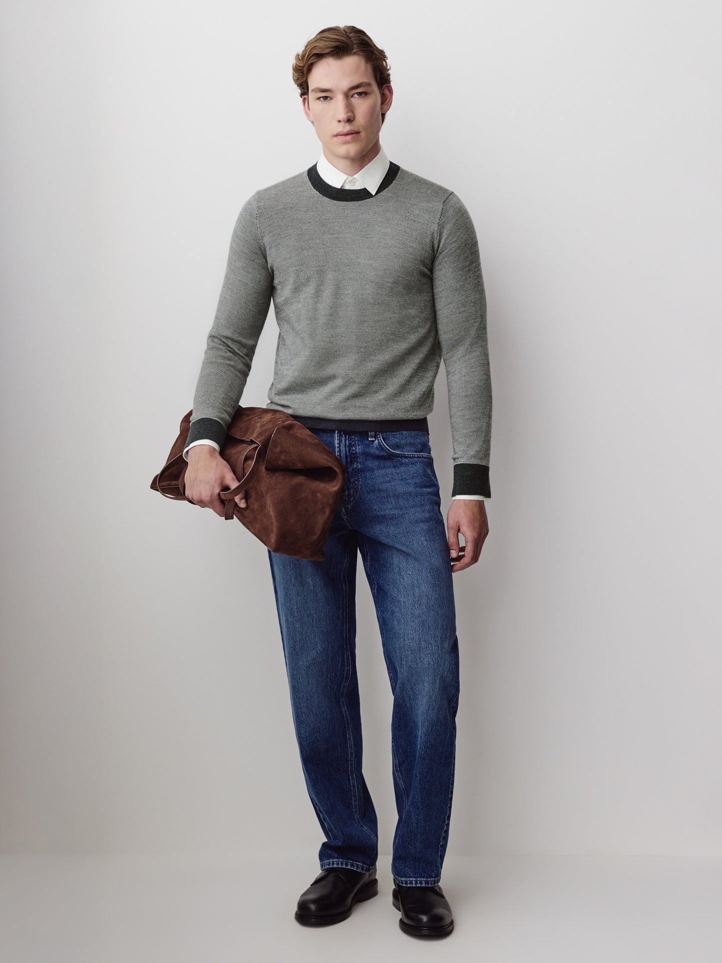 Mens Merino Wool Crewneck Sweater