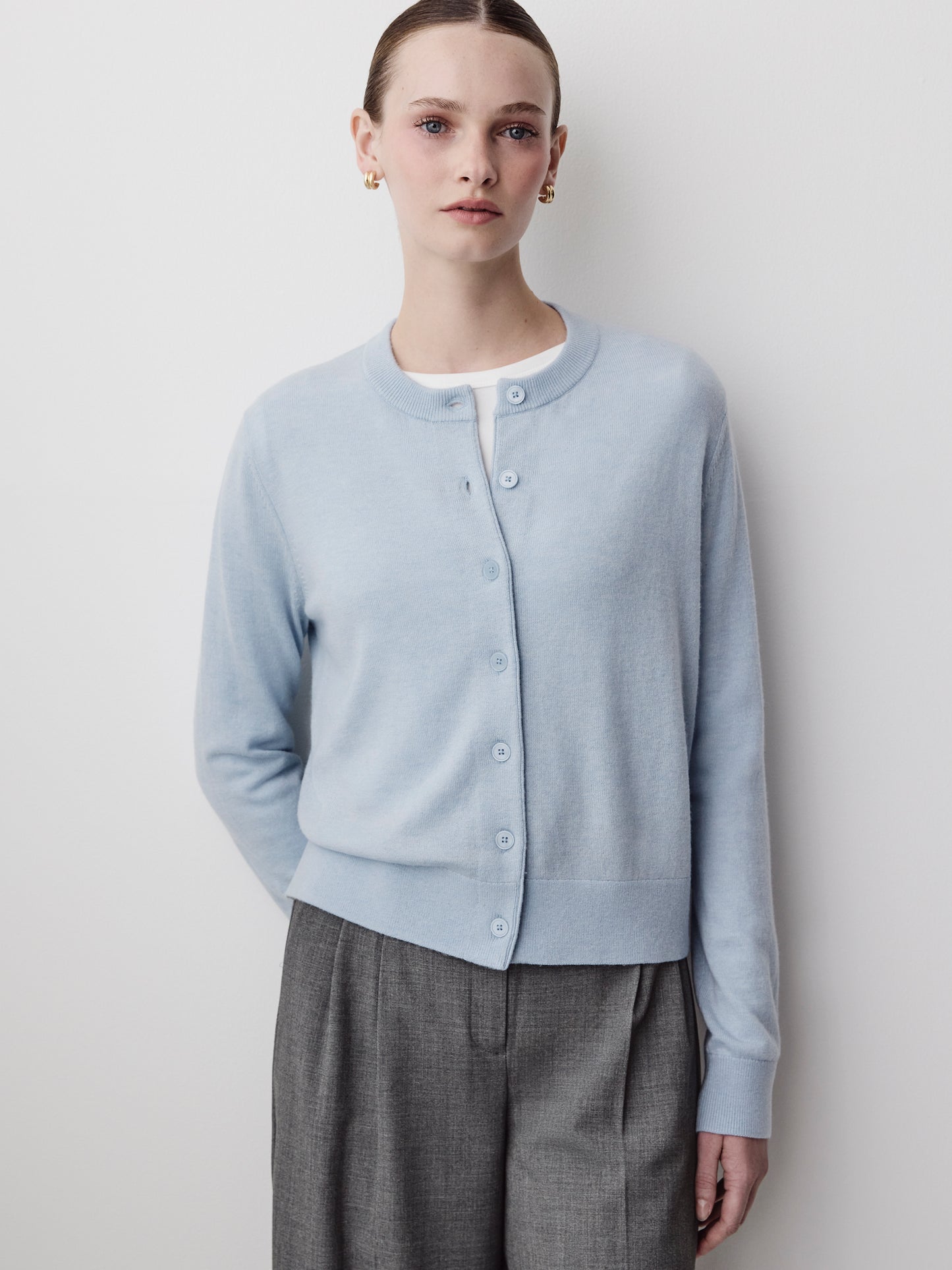 Knit Sweater Cardigan Women 100% Merino Wool Classic Fit